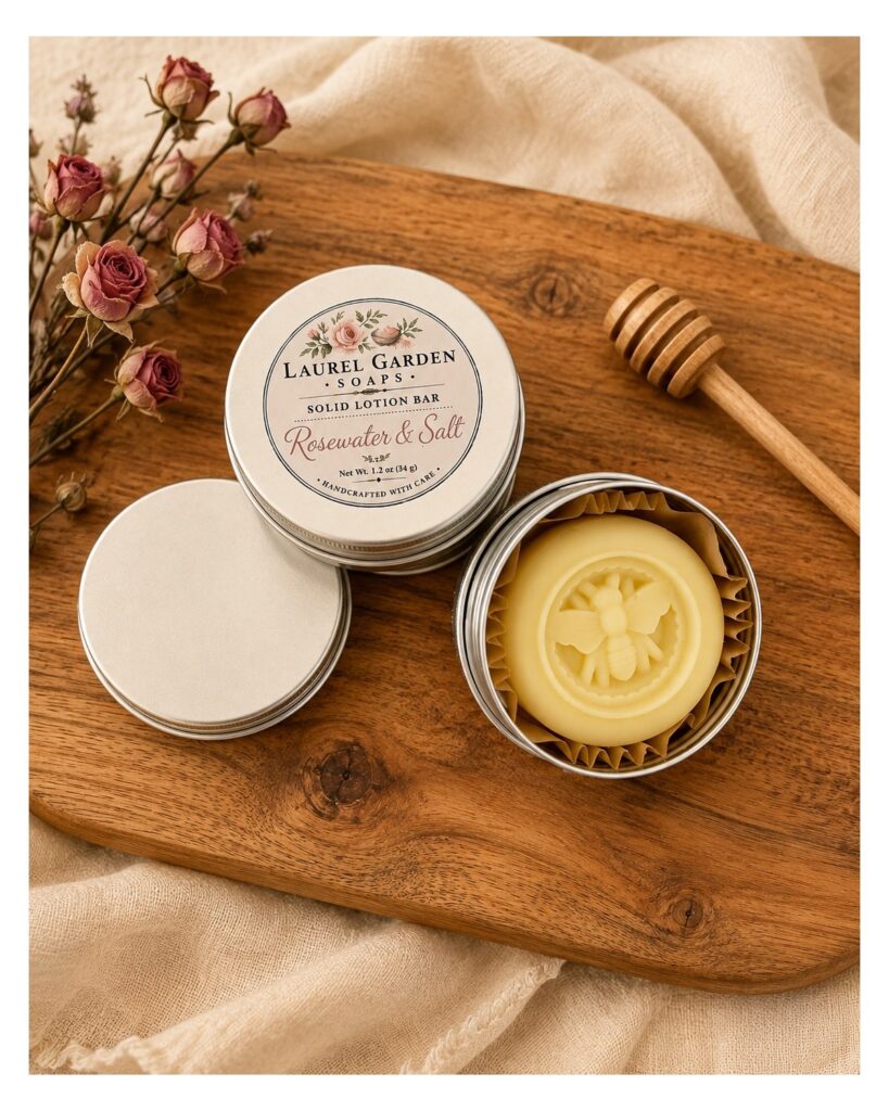 Solid Lotion Bar (Rose and Saltwater)